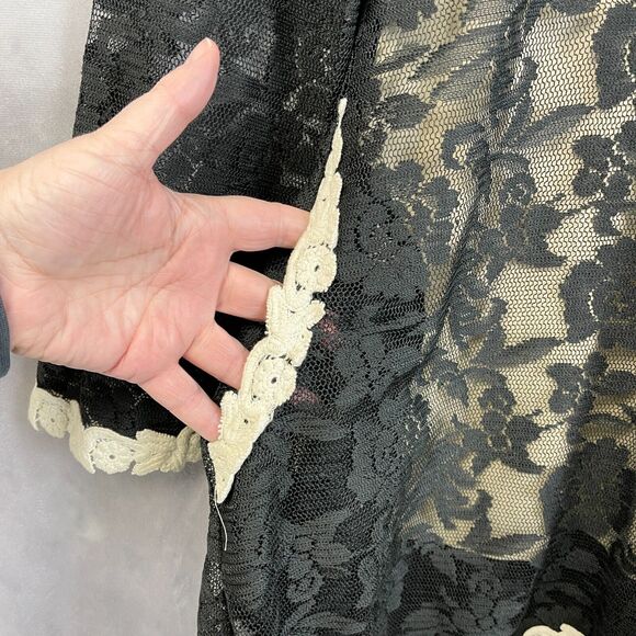 J&M Lace Tunic Dress Womens Small Pockets Dark Cottagecore Boho Whimsigoth Flirt - Picture 6 of 10